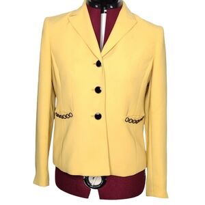 Kasper lined Yellow Blazer Jacket Size 6p Chain Pockets Open Closure